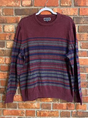 Club Room mens striped crewneck sweater burgundy XL